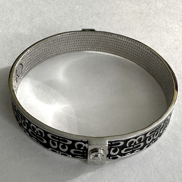 COACH || Chrome & Black Monogram Bangle Bracelet - Picture 4 of 11